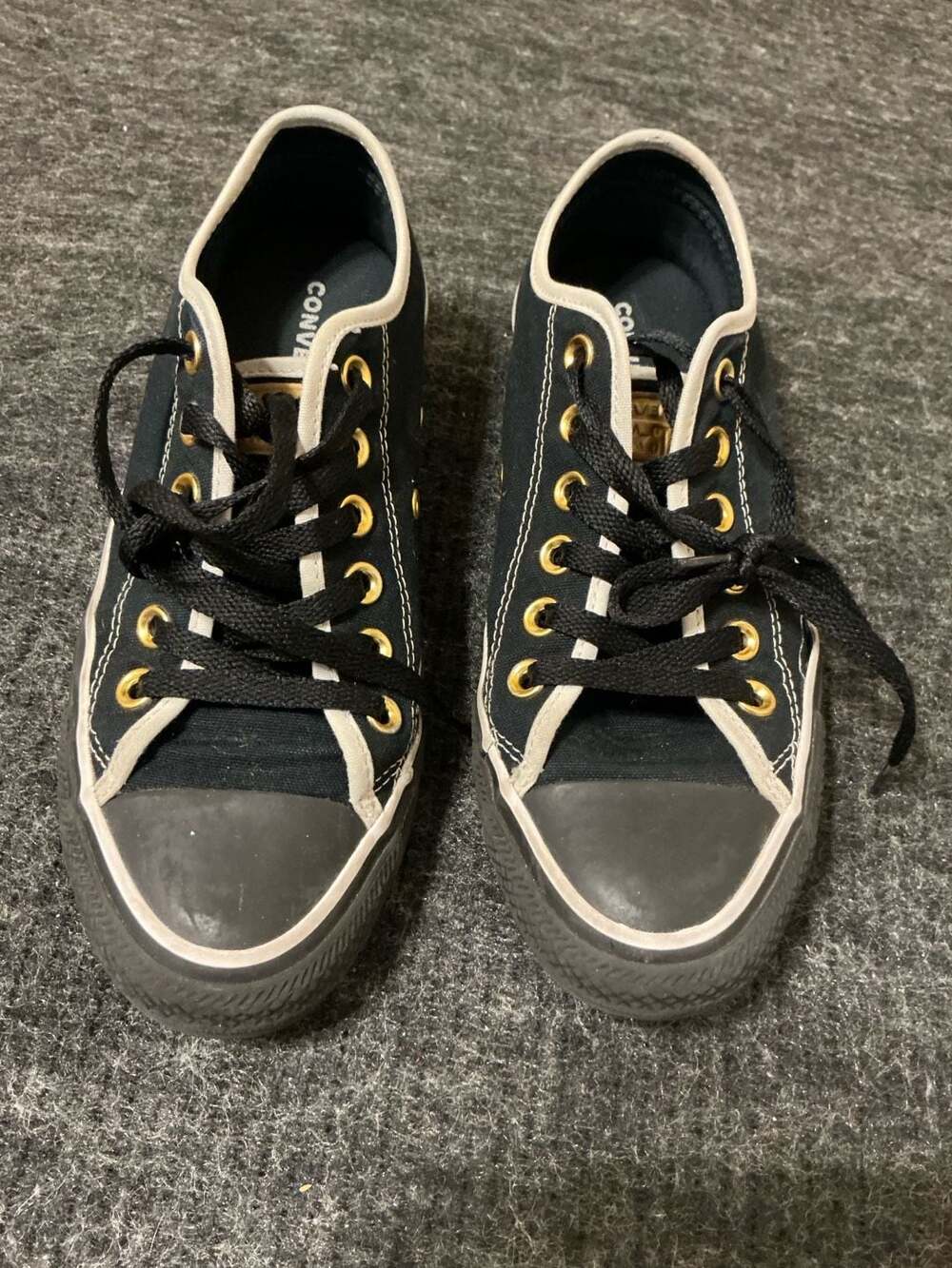 Converse Chuck Taylor All Star Crafted Stitching Ox Women's Sneakers Black/Gold - Picture 4 of 7